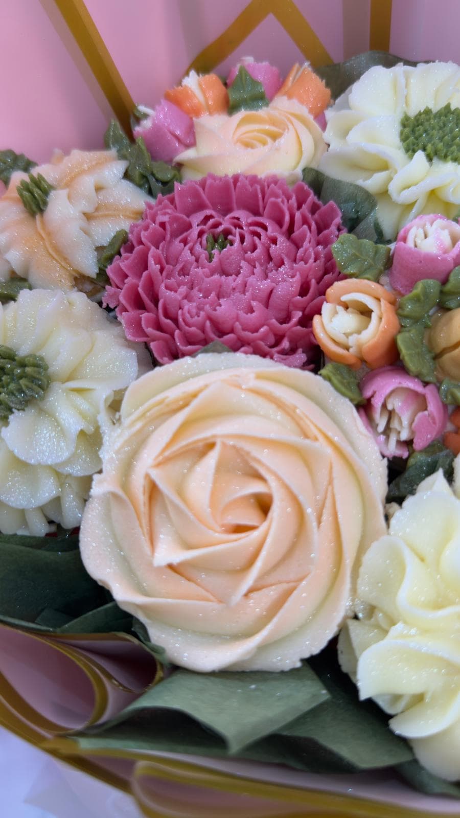 Resultado final — buquê de cupcakes florais